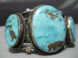 One Of The Best Vintage Native American Navajo Carico Lake Turquoise Sterling Silver Bracelet-Nativo Arts