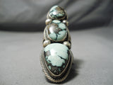 One Of The Biggest Craziest Native American Navajo Tortoise Turquoise Sterling Silver Ring-Nativo Arts