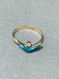 Rare Diamond And 14k Gold Vintage Native American Navajo Inlay Ring-Nativo Arts