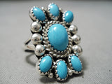 Incredible Vintage Native American Navajo Sky Blue Turquoise Sterling Silver Ring-Nativo Arts