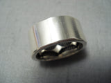Heavy Internet Deep Stamp Vintage Native American Navajo Sterling Silver Ring-Nativo Arts
