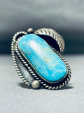 Outstanding Vintage Native American Navajo Blue Gem Turquoise Sterling Silver Ring-Nativo Arts