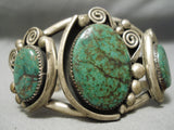 Museum Vintage Native American Navajo Large Green Turquoise Sterling Silver Bracelet Old-Nativo Arts
