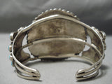 Ocean Blue Turquoise Vintage Native American Navajo Sterling Silver Bracelet Cuff Old-Nativo Arts