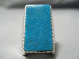Huge Heavy Sturdy Men's Native American Navajo Blue Turquoise Sterling Silver Ring-Nativo Arts