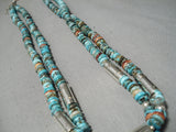 Native American Important Santo Domingo Turquoise Sterling Silver Tubule Necklace-Nativo Arts