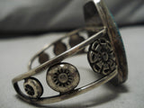 Gigantic Vintage Native American Navajo Earth Blue Turquoise Sterling Silver Bracelet Old-Nativo Arts