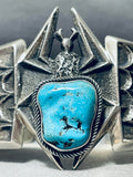 Heavy 149 Gram Vintage Native American Navajo Spider Turquoise Sterling Silver Bracelet-Nativo Arts