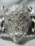171 Grams Heavy Native American Buffalo #8 Turquoise Sterling Silver Bracelet-Nativo Arts