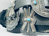 Early Vintage Native American Navajo Turquoise Sterling Silver Concho Belt Old-Nativo Arts