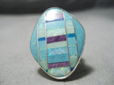Gigantic Navajo Turquoise Opal Sterling Silver Native American Ring-Nativo Arts