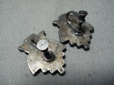 One Of The Best Ever Vintage Native American Zuni Turquoise Sterling Silver Earrings-Nativo Arts