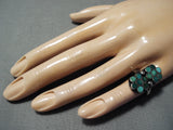 Early 1900's Vintage Native American Zuni Dishta Cerrillos Turquoise Sterling Silver Ring Old-Nativo Arts