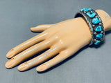 Important Turquoise Vintage Native American Navajo Morenci Sterling Silver Bracelet-Nativo Arts