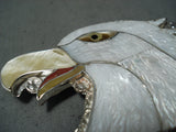 Majestic Zuni Mother Of Pearl Sterling Silver Pin/ Pendant Native American-Nativo Arts