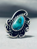Beautiful Vintage Native American Navajo Pilot Mountain Turquoise Sterling Silver Ring-Nativo Arts