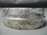 Noteworthy Navajo Sterling Silver Feather Bracelet Native American-Nativo Arts