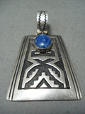 Huge Authentic Vintage Native American Navajo Thomas Singer Sterling Silver Lapis Pendant-Nativo Arts