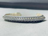 Exceptional Native American Navajo Sterling Silver Bracelet Signed-Nativo Arts