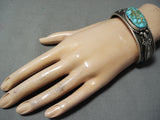 Important High Grade Native American Navajo Turquoise Albert Jake Sterling Silver Bracelet-Nativo Arts