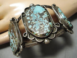Incredible Vintage Native American Navajo Spiderweb Turquoise Sterling Silver Bracelet Old-Nativo Arts