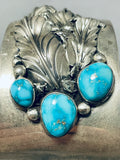 Important Blue Thunder Turquoise Vintage Native American Navajo Sterling Silver Bracelet-Nativo Arts