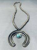 Very Old Hand Tooled Vintage Native American Navajo Sterling Silver Turquoise Necklace-Nativo Arts