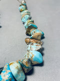 249 Grams Vintage Native American Navajo Chunk Green Turquoise Sterling Silver Necklace-Nativo Arts