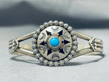 Fascinating Native American Navajo Sleeping Beauty Turquoise Sterling Silver Bracelet Signed-Nativo Arts
