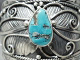 Huge Leaf Vintage Native American Navajo Turquoise Sterling Silver Bracelet-Nativo Arts
