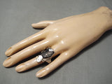Detailed Intricate!! Zuni Native American Sterling Silver Beald Eagle Ring-Nativo Arts