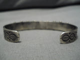 Rare Squared Green Turquoise Vintage Native American Navajo Sterling Silver Bracelet Old-Nativo Arts