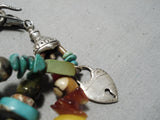 Fabulous Vintage Native American Navajo Turquoise Sterling Silver Charm Bracelet-Nativo Arts