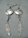 Exceptional Vintage Navajo Sterling Silver Eagle Earrings Old Native American-Nativo Arts