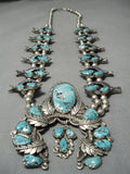 Museum Vintage Native American Navajo Turquoise Sterling Silver Squash Blossom Necklace Old-Nativo Arts