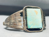 Older Signed Vintage Native American Navajo Rectangle Green Turquoise Sterling Silver Bracelet-Nativo Arts