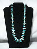 Striking Vintage Native American Navajo Kingman Royston Turquoise Heishi Necklace-Nativo Arts