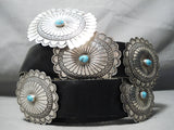 Important Vintage Native American Navajo Turquoise Sterling Silver Blackgoat Concho Belt-Nativo Arts