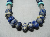 Authentic Vintage Native American Navajo Thomas Singer Turquoise Lapis Sterling Silver Necklace-Nativo Arts