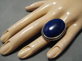 Breathtaking Vintage Navajo Domed Lapis Sterling Silver Native American Ring-Nativo Arts