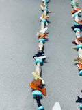 One Of The Most Unique Vintage Native American Zuni Turquoise Inlay Sterling Silver Necklace-Nativo Arts