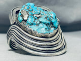 One Of Best Heavy 145 Gram Vintage Native American Navajo Turquoise Sterling Silver Bracelet-Nativo Arts