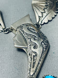Native American Best Vintage Santo Domingo Danny Neto Turquoise Sterling Silver Necklace-Nativo Arts