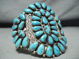 Important Vintage Native American Navajo Turquoise Cluster Sterling Silver Bracelet-Nativo Arts