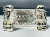 Weighty Powerful Native American Navajo Sterling Silver Gold Bracelet Cuff-Nativo Arts