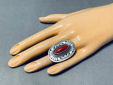 Master Leo Nez Native American Navajo Chunky Coral Sterling Silver Ring-Nativo Arts