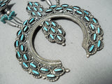 Intricate Vintage Native American Navajo Zuni Turquoise Sterling Silover Squash Blossom Necklace-Nativo Arts