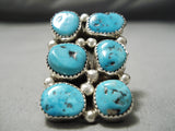 Huge Vintage Native American Navajo Big Snake Eyes Turquoise Sterling Silver Ring Old-Nativo Arts