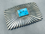 Mesmerizing Vintage Native American Navajo Morenci Turquoise Sterling Silver Huge Buckle-Nativo Arts