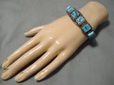 Magnificent Vintage Native American Navajo Square Turquoise Sterling Silver Bracelet-Nativo Arts